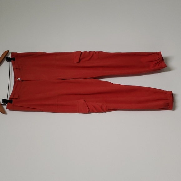 Anthropologie Love Tree orange linen cargo pants joggers - Picture 2 of 16